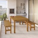 Ver imagem 1 de Conjunto Mesa 160cm e 2 Bancos Área Gourmet Madeira Maciça Ventimiglia Espresso Móveis Yescasa Marrom/Nogueira