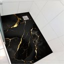 Ver imagem 1 de Adesivo Piso Box Mármore Preto Gold Antiderrapante Colacomigo 1,20 X 0,80 Metros