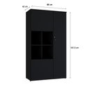 Ver imagem 4 de Armário Alto com Nicho e 03 Portas 161,5x90x42cm Wlan90 Preto Ônix