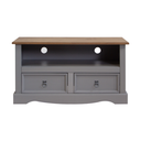 Ver imagem 3 de Rack em Madeira 2 Gavetas 1 Nicho Cor Cinza com Cera Natural Boho