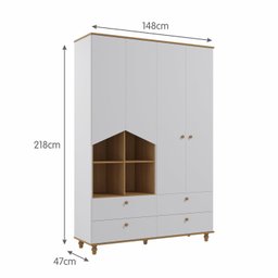 Guarda Roupa de Bebê 4 Portas 4 Gavetas Picolé Espresso Móveis - 4