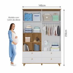 Guarda Roupa de Bebê 4 Portas 4 Gavetas Picolé Espresso Móveis - 5