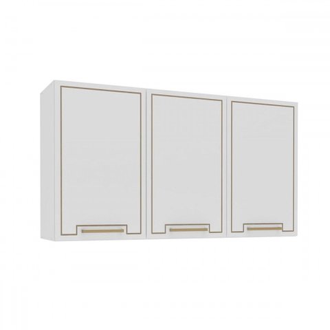 Armário Aéreo Cozinha 120 Cm Amara 3 Portas Branco - Politorno