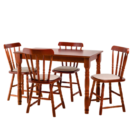Conjunto Mesa Jantar Madeira/mdf com 4 Cadeiras Estofadas - Dalas Imbuia