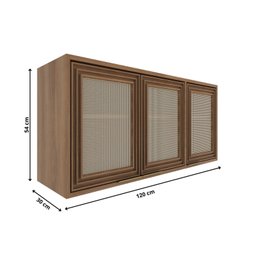 Armário de Cozinha Aéreo 3 Portas 120cm com Tela Thalita - 4 Armário de Cozinha Aéreo 3 Portas 120cm com Tela Thalita - 4