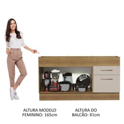 Balcão de Pia 150 Cm 2 Portas e 2 Gavetas (sem Tampo e Pia) Rustic/crema Agata Madesa - 5