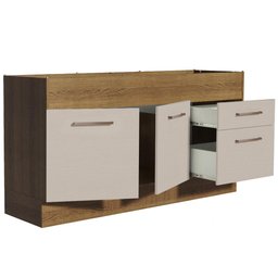 Balcão de Pia 150 Cm 2 Portas e 2 Gavetas (sem Tampo e Pia) Rustic/crema Agata Madesa - 4