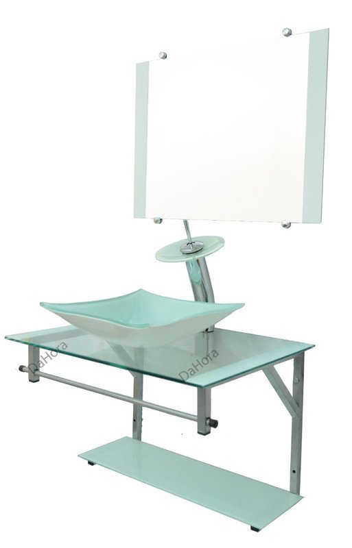 Gabinete de Vidro 60cm para Banheiro Cuba Retangular Branco - DaHora - 1