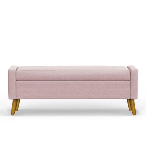 Recamier Bau Londres 1,20m Suede Rosa Bebe - Clique Decor