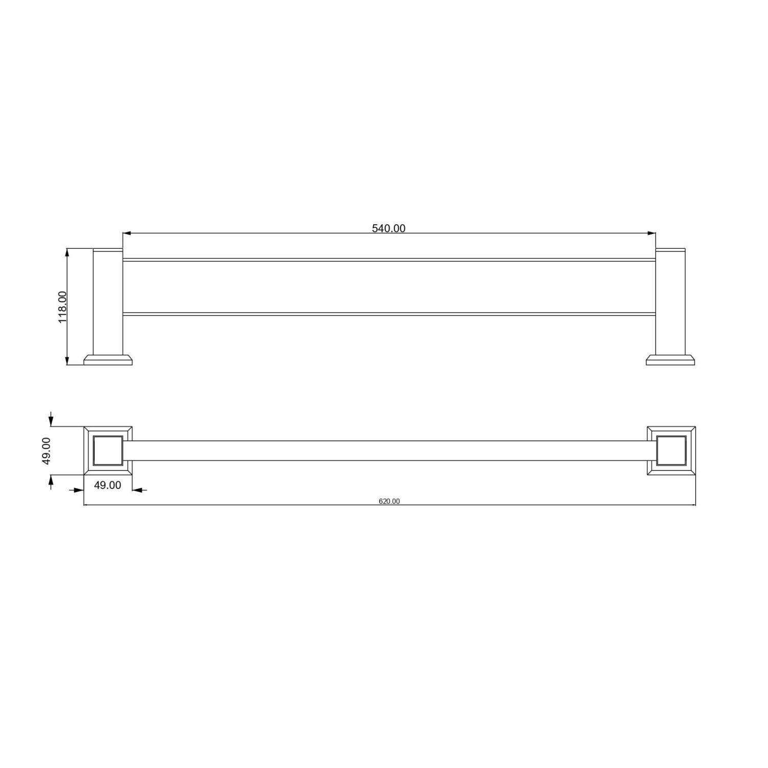 Porta Toalha de Banho Duplo 62cm Inox Premium PR4092 Ducon Metais - 3