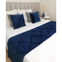 Ver imagem 1 de Peseira Drapeada Dupla Face em Veludo Azul Marinho com Forro Cama Casal