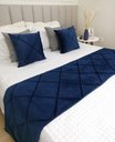 Ver imagem 1 de Peseira Drapeada Dupla Face em Veludo Azul Marinho com Forro Cama Casal