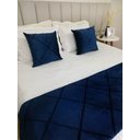 Ver imagem 3 de Peseira Drapeada Dupla Face em Veludo Azul Marinho com Forro Cama Casal