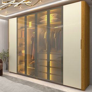 Guarda Roupa Casal Reflecta Led Innova Naturale Off White - Gelius