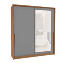 Ver imagem 2 de Guarda-roupa Casal Porto 2 Portas 2 Gavetas com Espelho Freijó/cinza - Politorno