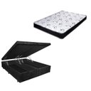Ver imagem 1 de Cama Box Baú Queen Bi-Partido Green Preto Suede + Colchão Espuma D33 138x188x14