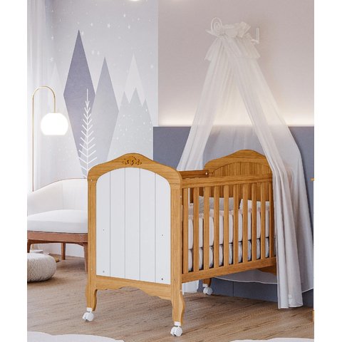 Berço Mini Cama Alegria Espresso Móveis Bege/Nature/Branco