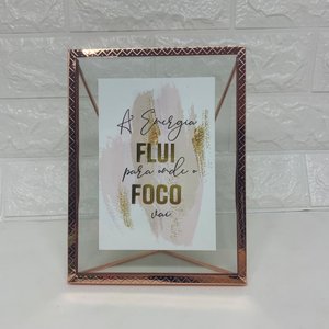 Porta Retrato 3D de metal rose gold