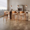 Ver imagem 1 de Kit 4 Banquetas Estofadas em Madeira Maciça Gaia Bege