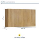 Ver imagem 6 de Armário Aéreo para Cozinha 3 Portas 120cm Dakota Valdemóveis Cinamomo