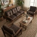 Ver imagem 2 de Sofá 3 Lugares + 2 Poltronas Madeira Maciça Veludo Sala