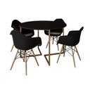 Ver imagem 2 de Mesa Jantar Industrial Redonda 110cm Preta Base V Dourada com 4 Poltronas Eames Eiffel Daw Madeira P
