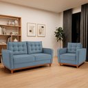Ver imagem 1 de Kit Sofá 2 Lugares e 1 Poltrona Luxo Moderno Sala de Estar Linho Samuel