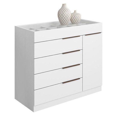 Cômoda Sapateira Sevilha 2004147 e Armário Multiuso Florença 2000199 Branco Tx - Aramóveis