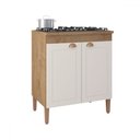 Ver imagem 2 de Balcão de Cozinha 72 Cm Viena 2 Portas Canelato Rústico/natura Off White - Atualle Móveis