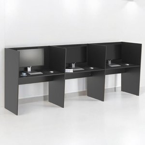 Estação de Trabalho Escritório Mesa Call Center 3 Lugares Preto