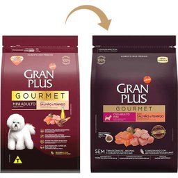 Ração GranPlus Gourmet Salmão e Frango para Cães Adultos Mini - 3 Kg - 2 Ração GranPlus Gourmet Salmão e Frango para Cães Adultos Mini - 3 Kg - 2