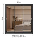 Ver mais imagens de Guarda-roupa Casal 3 Portas de Correr de Espelho 2 Gavetas Preto Sublime Madesa Preto
