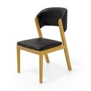 Ver imagem 1 de Cadeira Amanda Madeira Maciça Estofada para Mesa de Jantar Courino Preto 503