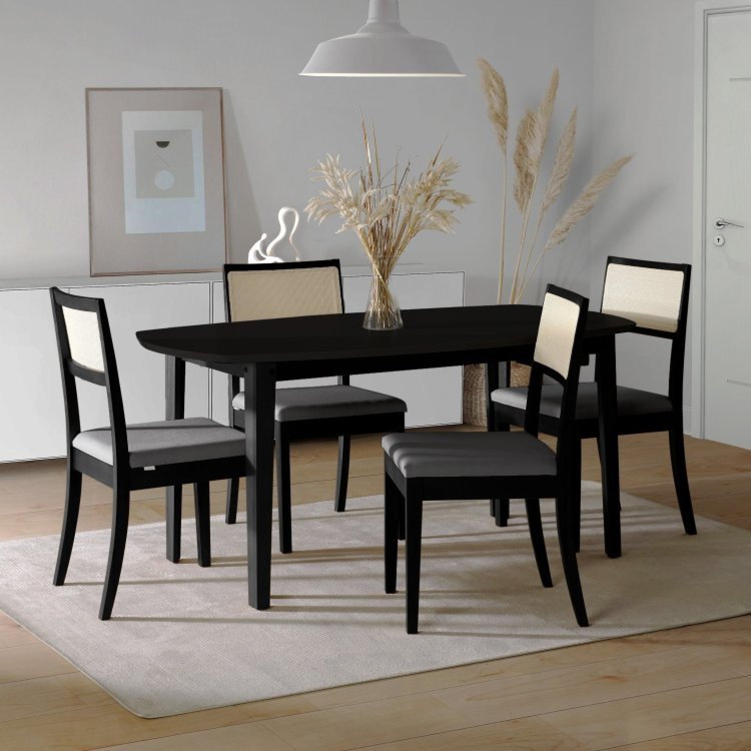 Conjunto Mesa Extensível Oval 4 Cadeira Madeira Maciça Encosto Telado Tiê CabeCasa MadeiraMadeira - 1