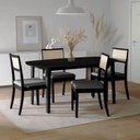 Ver imagem 1 de Conjunto Mesa Extensível Oval 4 Cadeira Madeira Maciça Encosto Telado Tiê CabeCasa MadeiraOriginals Preto