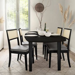 Conjunto Mesa Extensível Oval 4 Cadeira Madeira Maciça Encosto Telado Tiê CabeCasa MadeiraMadeira - 2