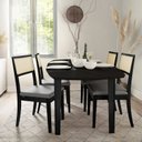 Ver imagem 3 de Conjunto Mesa Extensível Oval 4 Cadeira Madeira Maciça Encosto Telado Tiê CabeCasa MadeiraOriginals Preto