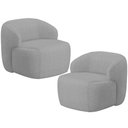 Ver imagem 1 de Kit 02 Poltronas Decorativa Fixa Orgânica para Sala Living Barolo L06 Linho Cinza - Lyam Decor