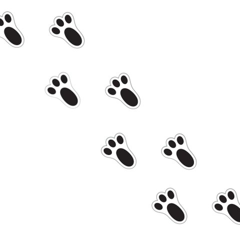 Kit Adesivos Patinhas de Coelho Páscoa Preto 3,2x4,5 100 Unidades