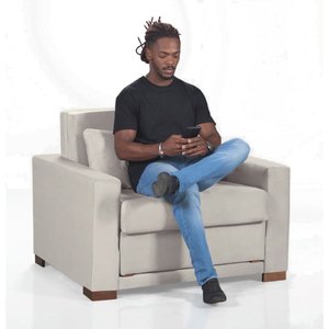Sofa Cama Solteiro Sofia 1 Lugar 110cm com Pés de Madeira Talento Móveis