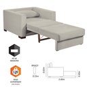 Ver imagem 3 de Sofa Cama Solteiro Sofia 1 Lugar 110cm com Pés de Madeira Talento Móveis