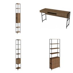 Conjunto Home Office 4 Peças 1 Escrivaninha e 3 Estantes Steel Quadra Industrial Artesano - 2