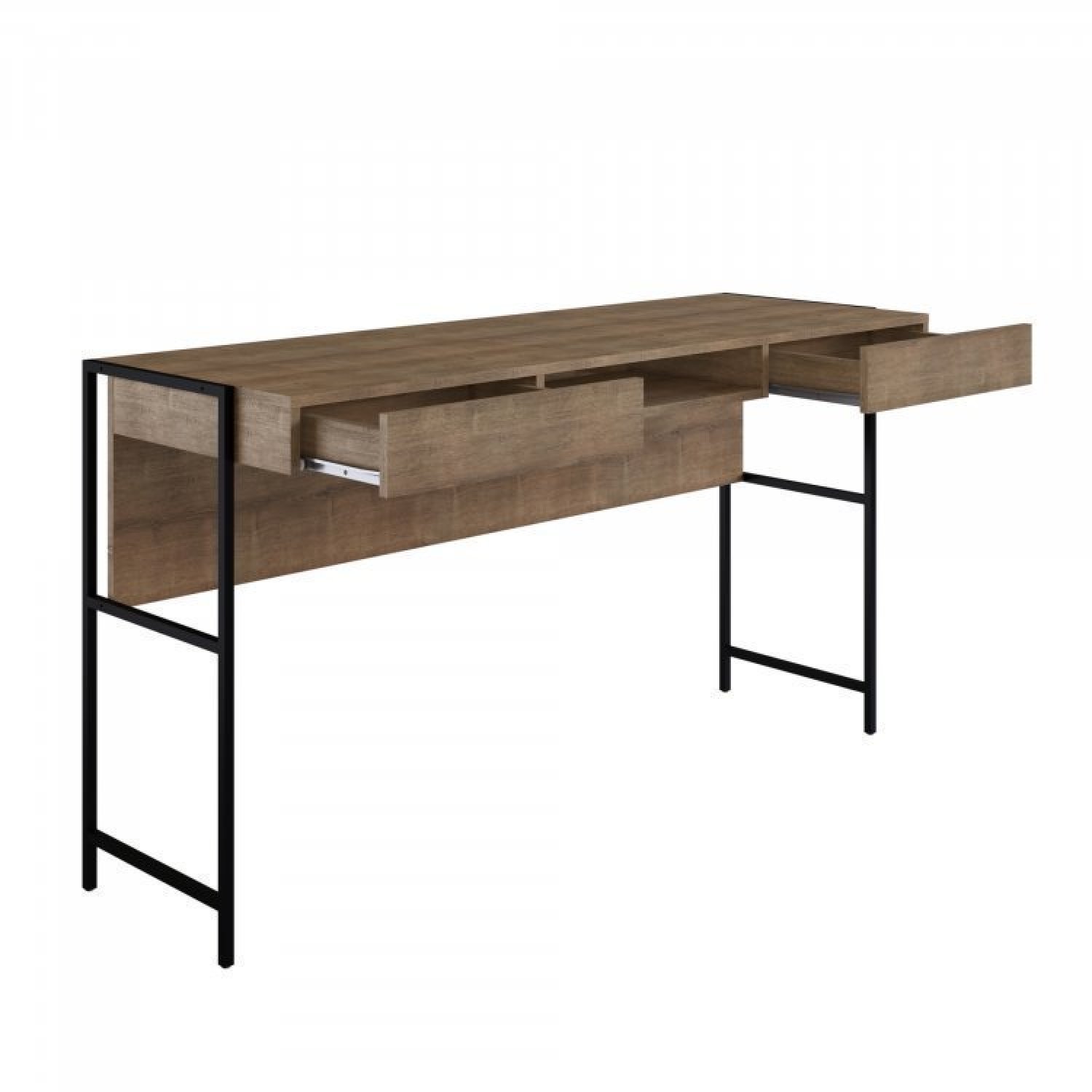 Conjunto Home Office 2 Peças 1 Escrivaninha 2 Gavetas e 1 Estante 2 Portas Steel Quadra Artesano - 9