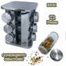 Porta Tempero e Condimentos Giratório Inox 12 Potes Wedrop Aço Inox e Vidro - 2