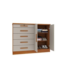 Cômoda Istambul C/ Sapateira 5 Gavetas Com 02 Portas Tcil Móveis Comoda Istambul Cinamomo C/ Off Whi - 4