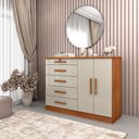 Ver imagem 1 de Cômoda Istambul C/ Sapateira 5 Gavetas com 02 Portas Tcil Móveis Comoda Istambul Cinamomo C/ Off Whi