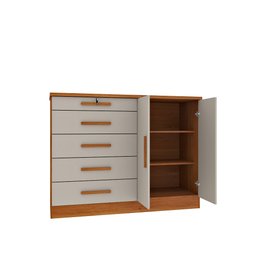 Cômoda Istambul C/ Sapateira 5 Gavetas Com 02 Portas Tcil Móveis Comoda Istambul Cinamomo C/ Off Whi - 3