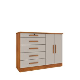 Cômoda Istambul C/ Sapateira 5 Gavetas Com 02 Portas Tcil Móveis Comoda Istambul Cinamomo C/ Off Whi - 2