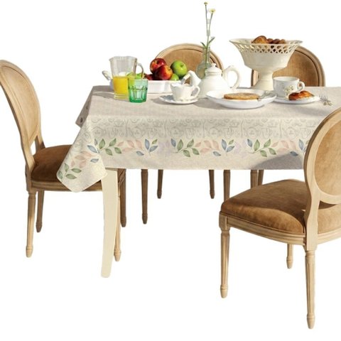 Toalha de Mesa Retangular 6 Lugares Lepper Pop 1,40x2,10m Algodão Poliéster Estampada Sálvia