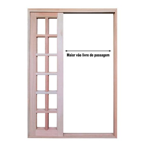 Porta Balcão de Correr de Madeira Padrão Cedro Purgato Reto Bat.14 Cm- 2.15(a) X 1.30(l)